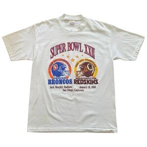 Vintage 80s Super Bowl XXII Washington Denver Broncos NFL Football T-shirt